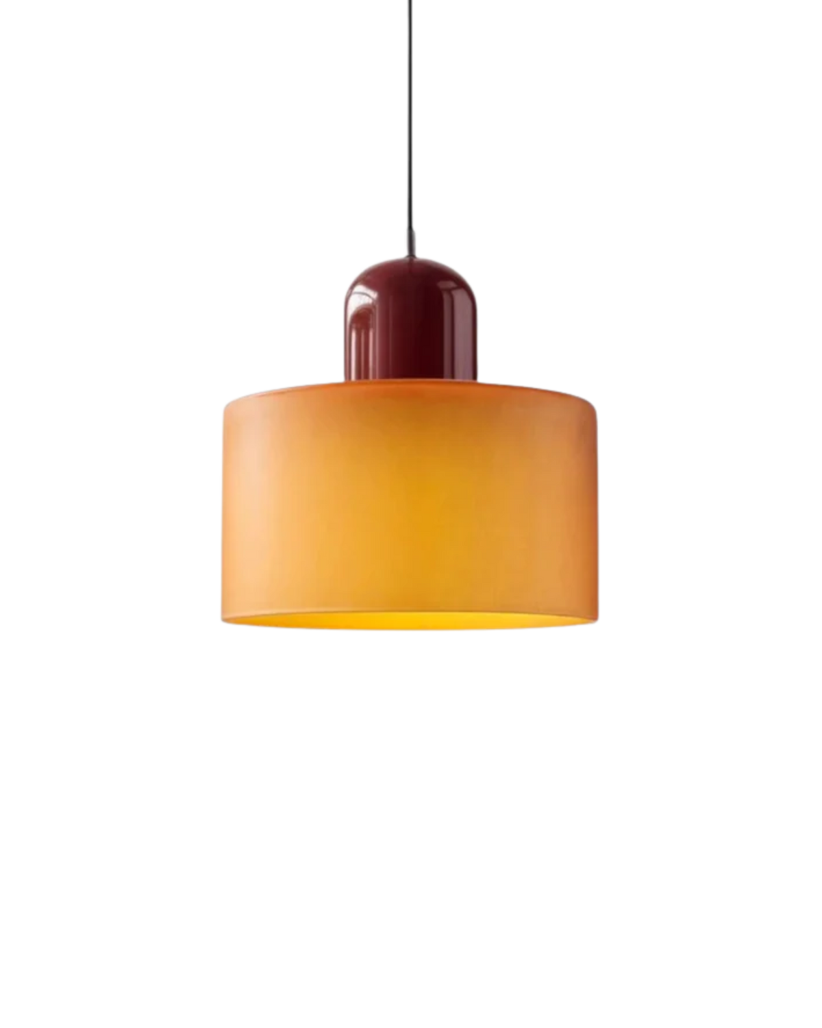 Sculptural Pendant Light Fixture with Soft Glass Shade