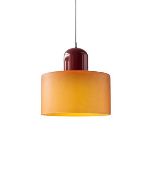 Sculptural Pendant Light Fixture with Soft Glass Shade