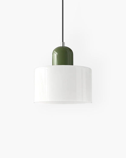 Sculptural Pendant Light Fixture with Soft Glass Shade