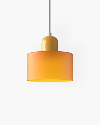 Sculptural Pendant Light Fixture with Soft Glass Shade