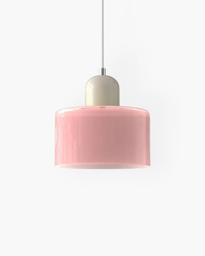Sculptural Pendant Light Fixture with Soft Glass Shade