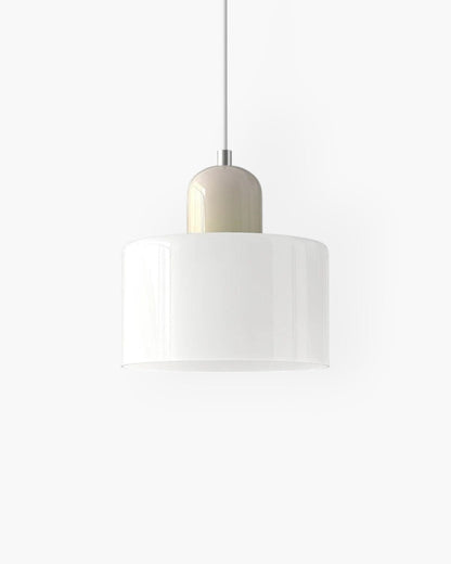 Sculptural Pendant Light Fixture with Soft Glass Shade