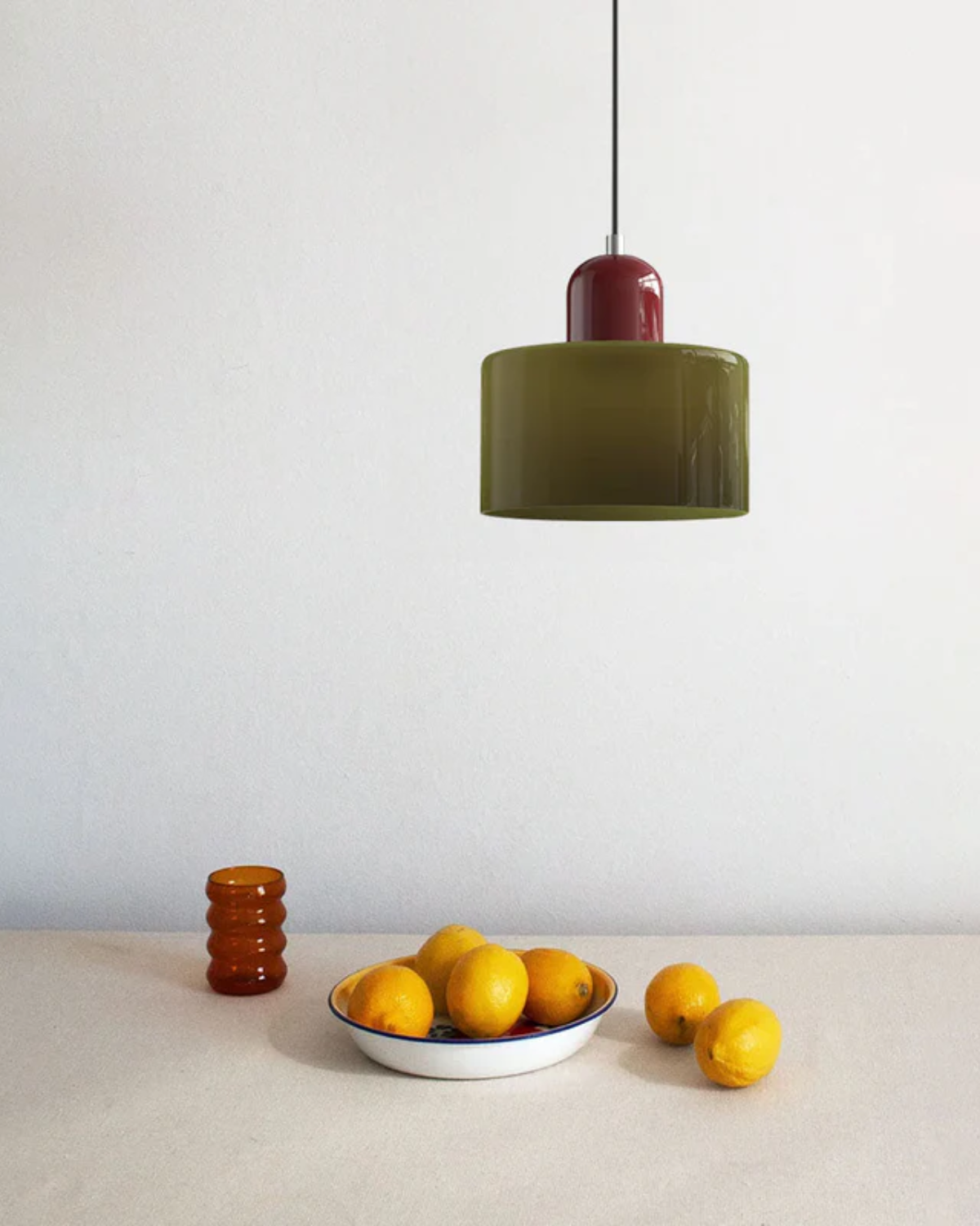 Sculptural Pendant Light Fixture with Soft Glass Shade