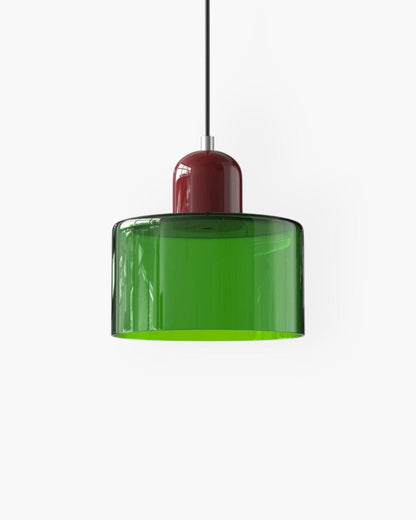 Sculptural Pendant Light Fixture with Soft Glass Shade