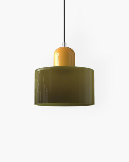 Sculptural Pendant Light Fixture with Soft Glass Shade
