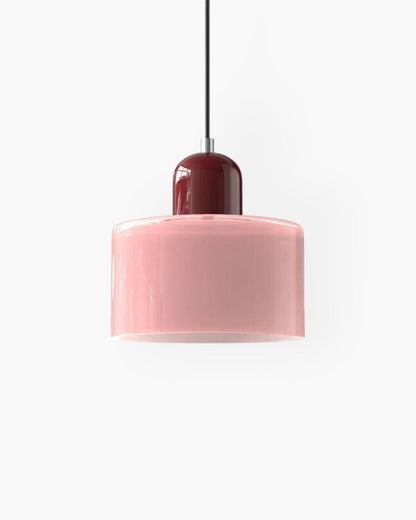 Sculptural Pendant Light Fixture with Soft Glass Shade