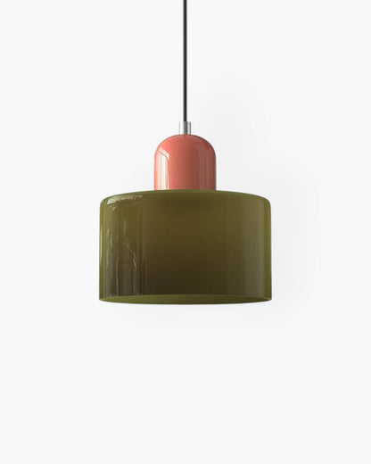 Sculptural Pendant Light Fixture with Soft Glass Shade