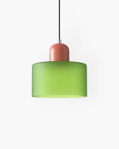 Sculptural Pendant Light Fixture with Soft Glass Shade