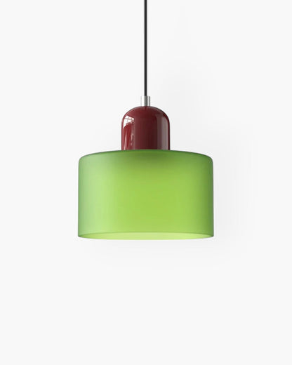 Sculptural Pendant Light Fixture with Soft Glass Shade