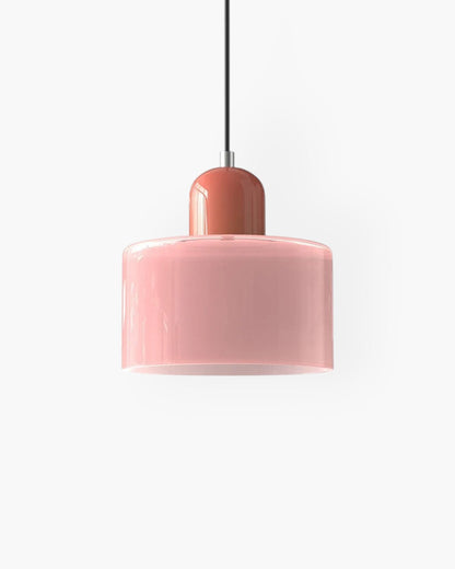 Sculptural Pendant Light Fixture with Soft Glass Shade