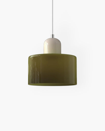 Sculptural Pendant Light Fixture with Soft Glass Shade