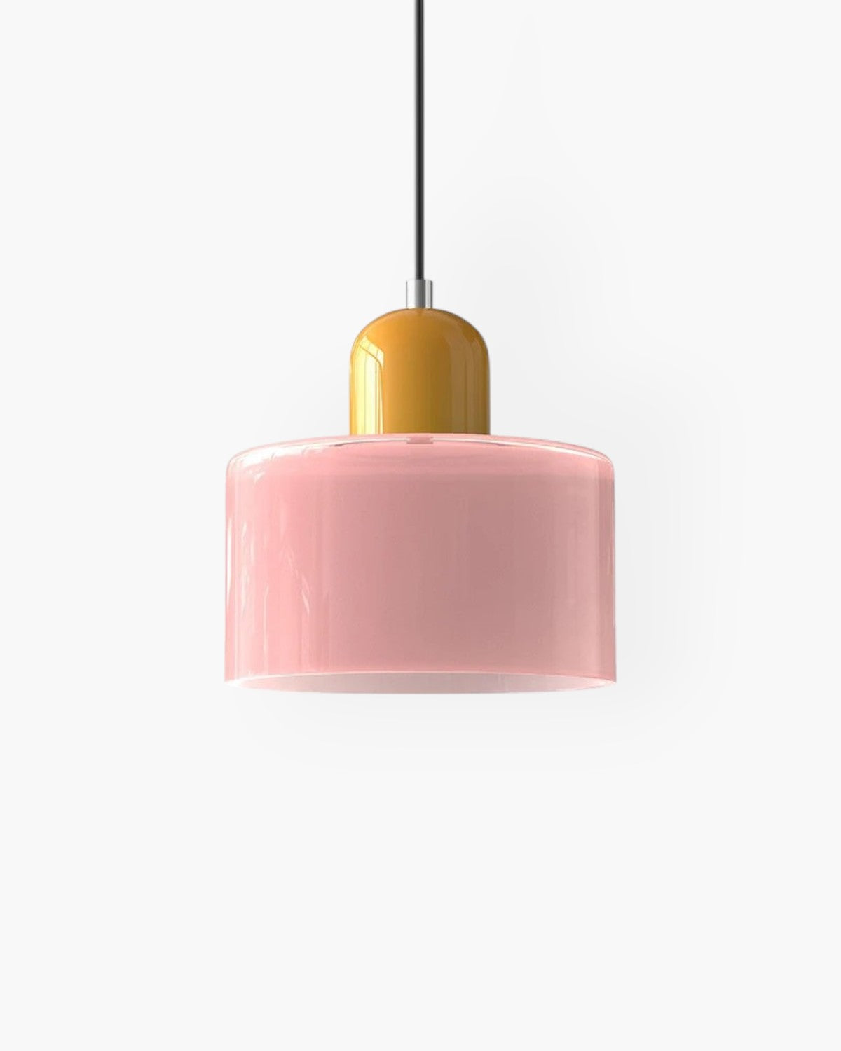 Sculptural Pendant Light Fixture with Soft Glass Shade