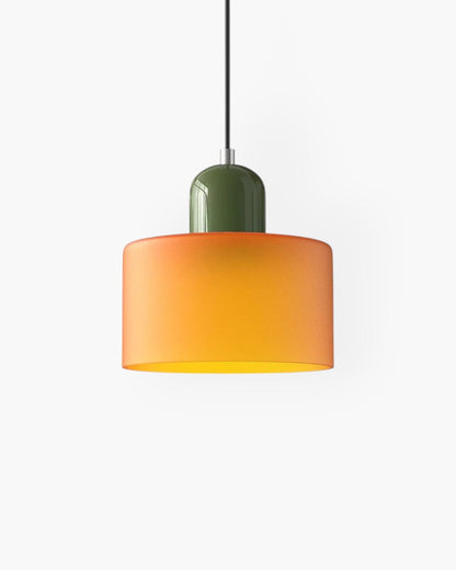 Sculptural Pendant Light Fixture with Soft Glass Shade