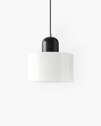Sculptural Pendant Light Fixture with Soft Glass Shade