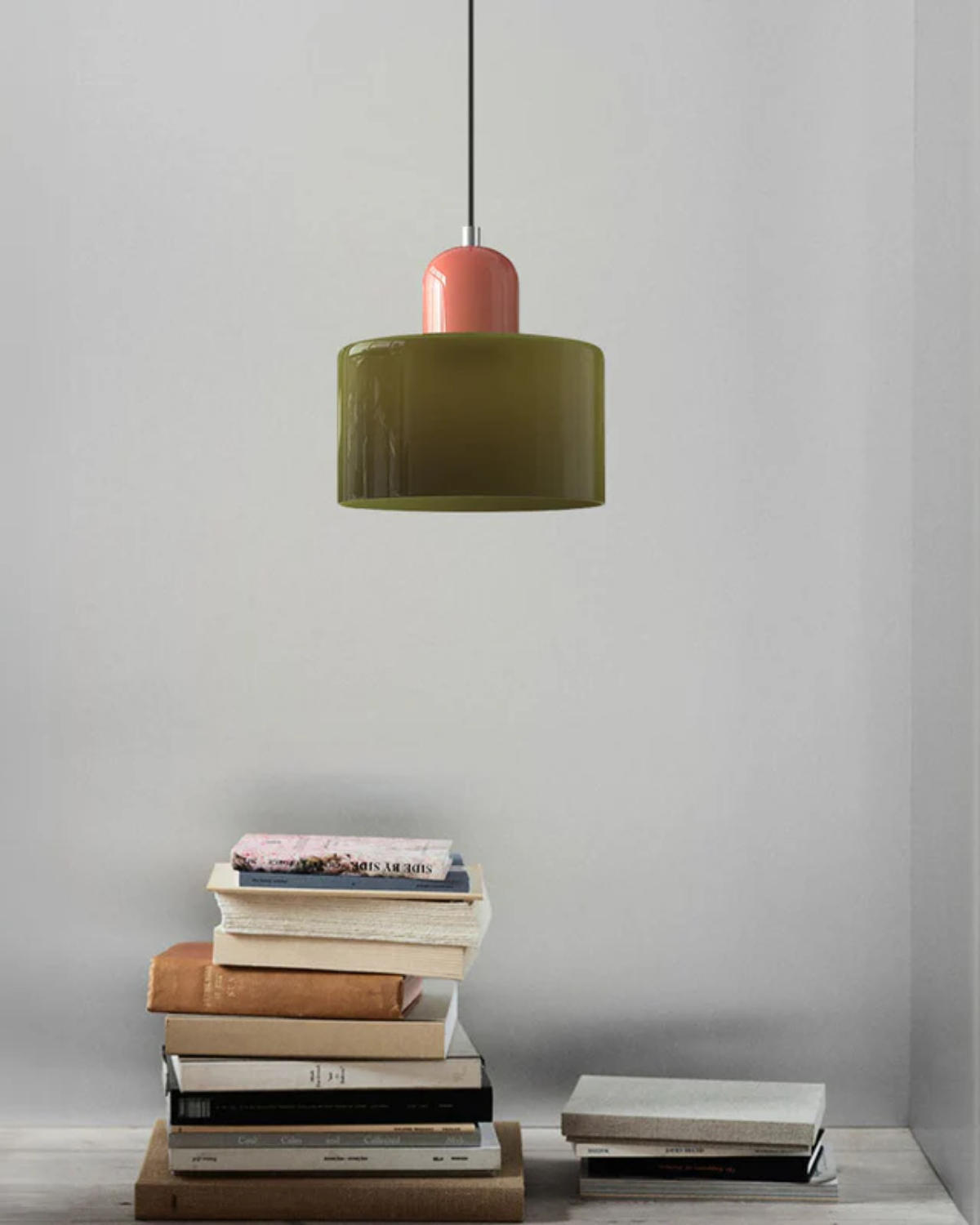 Sculptural Pendant Light Fixture with Soft Glass Shade