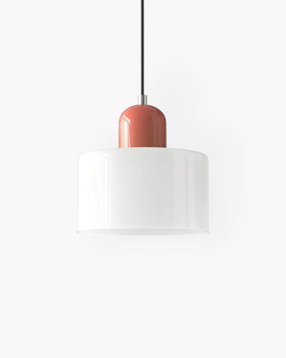 Sculptural Pendant Light Fixture with Soft Glass Shade