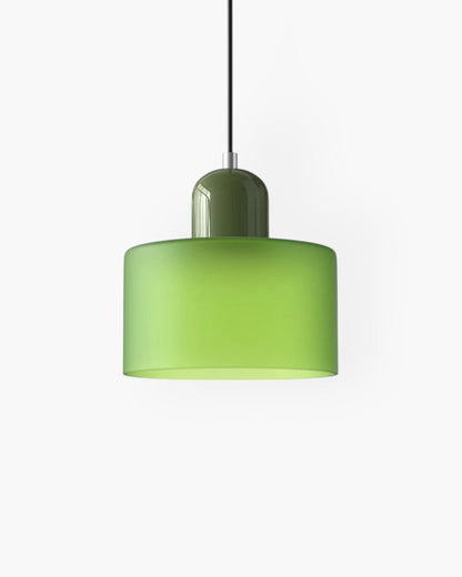 Sculptural Pendant Light Fixture with Soft Glass Shade