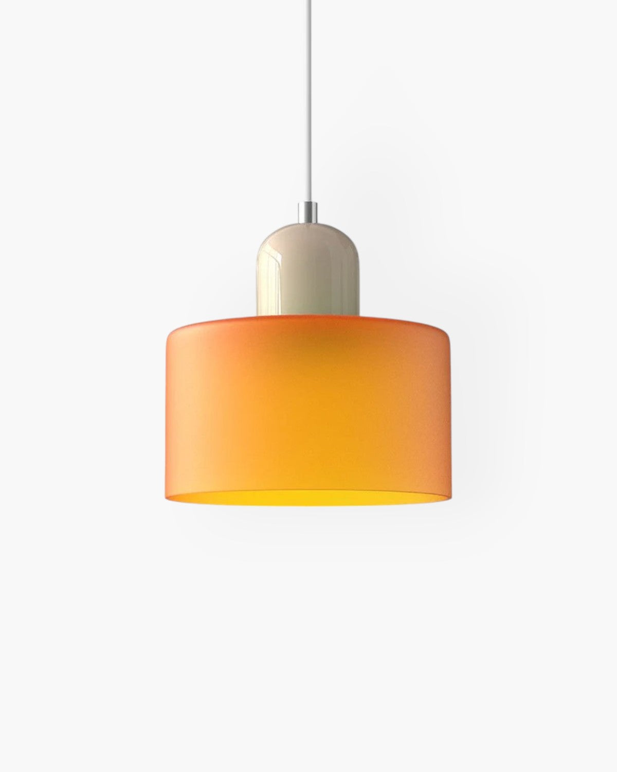Sculptural Pendant Light Fixture with Soft Glass Shade