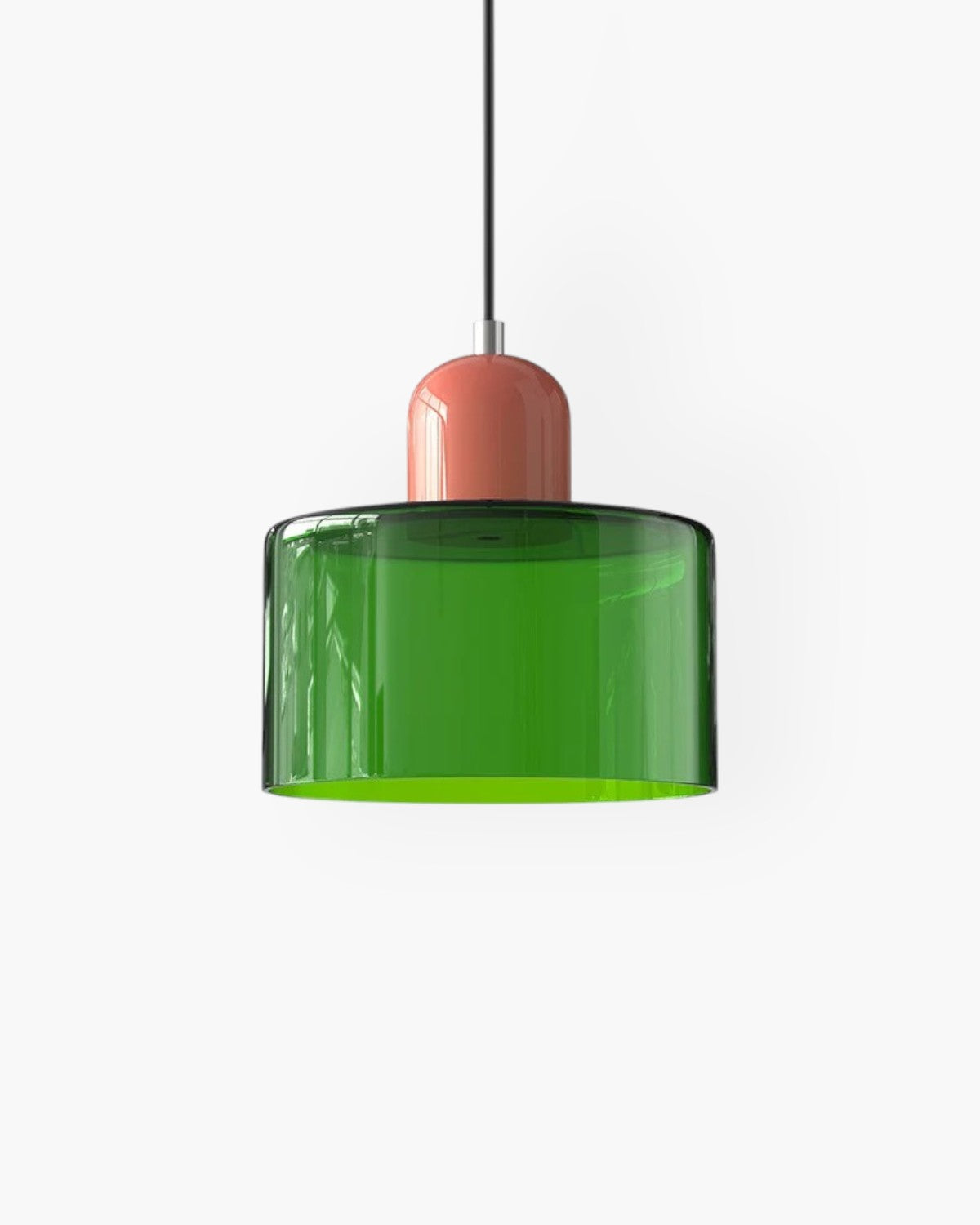 Sculptural Pendant Light Fixture with Soft Glass Shade