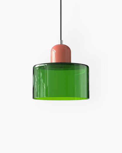 Sculptural Pendant Light Fixture with Soft Glass Shade
