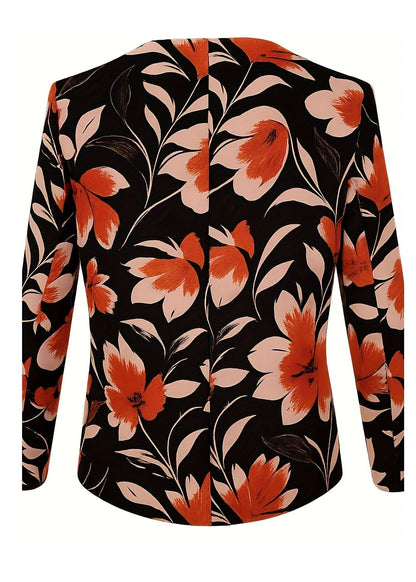 Elegant Women's Floral Blazer with Colorful Pattern