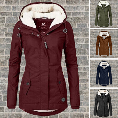 Women's Cozy Hooded Pleated Winter Coat