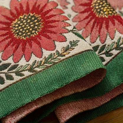 Embroidered Table Runner with Tassels and Floral Design