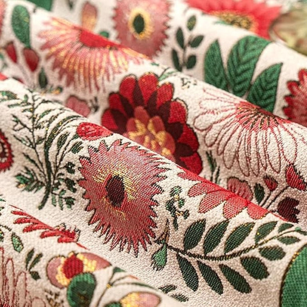 Embroidered Table Runner with Tassels and Floral Design