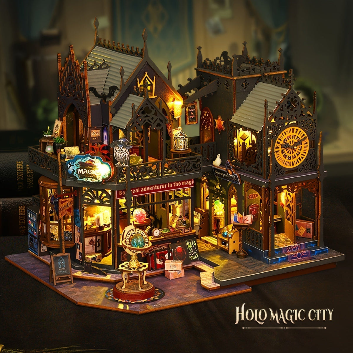 3D Wooden Book Nook Kit with LED Lights
