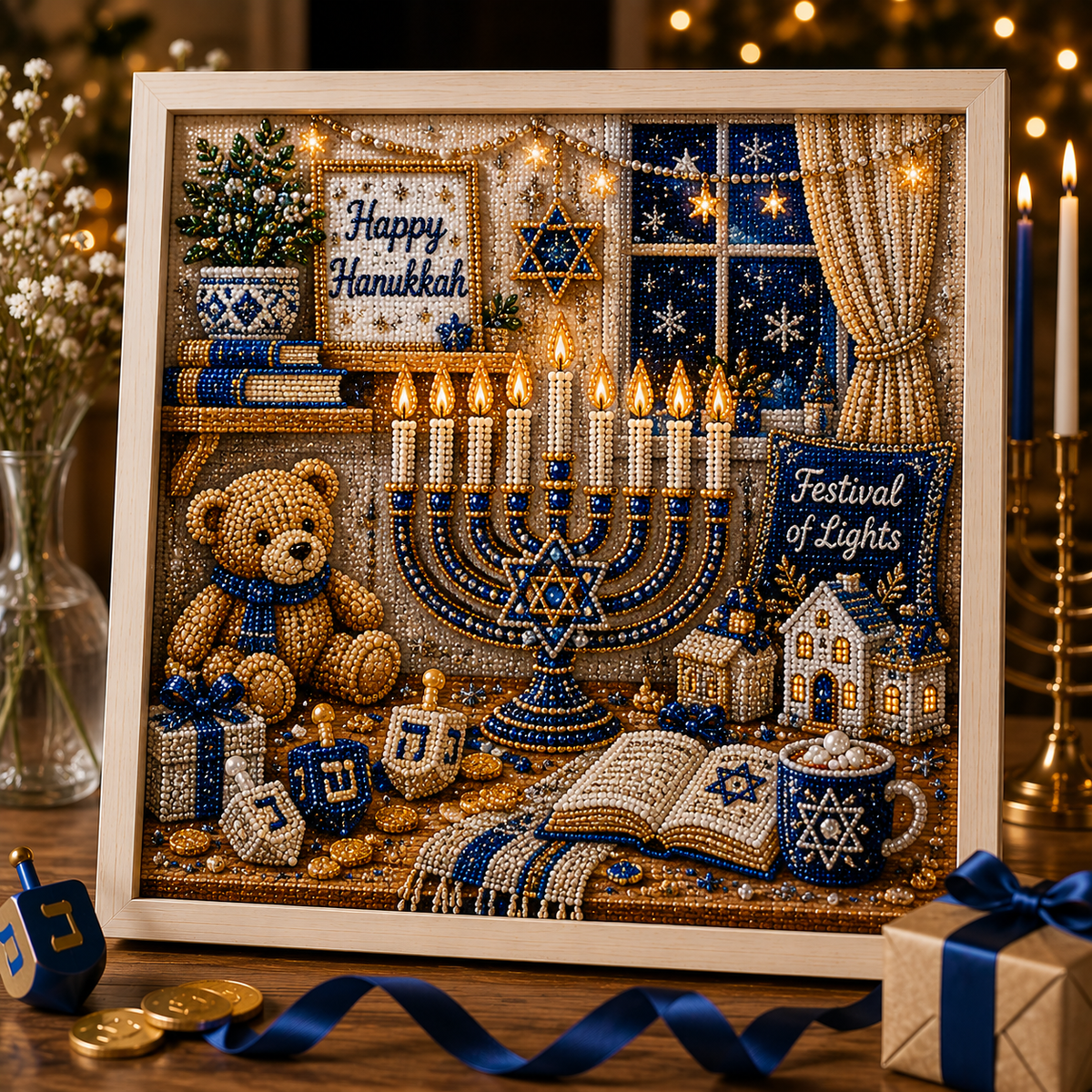DIY Hanukkah Pearl Art Kit | 8 Festive Designs