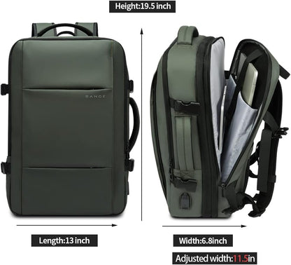 Expandable 26–45L Waterproof Travel Backpack with Laptop Sleeve & Duffle Carry