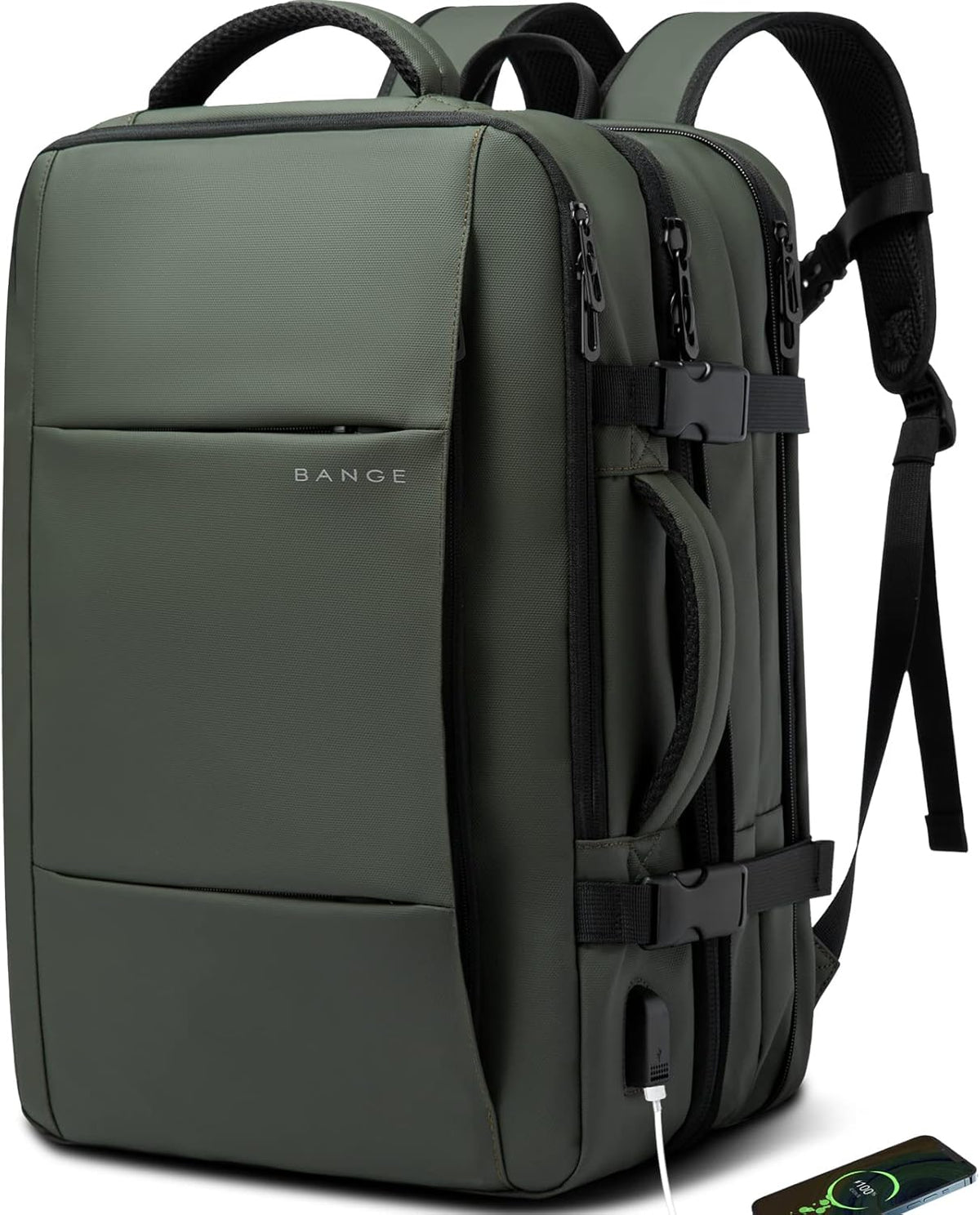 Expandable 26–45L Waterproof Travel Backpack with Laptop Sleeve & Duffle Carry