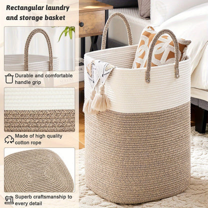 Extra Large Woven Laundry Basket - Space for All Your Things, Durable and Practical