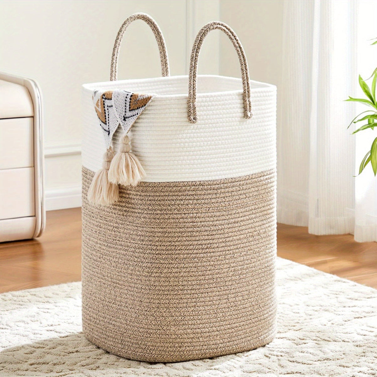 Extra Large Woven Laundry Basket - Space for All Your Things, Durable and Practical