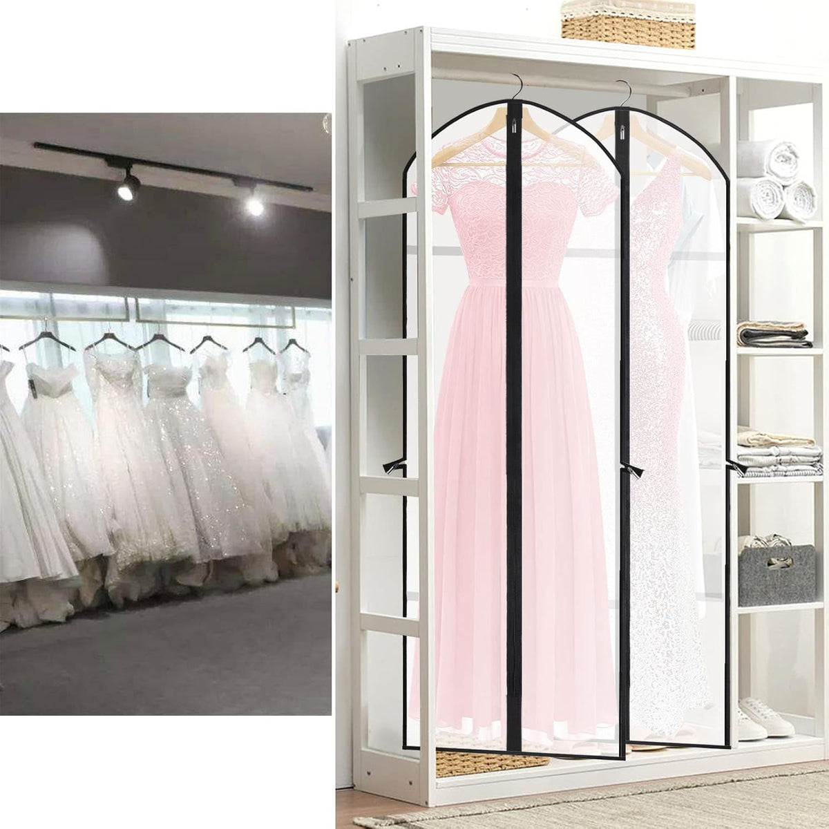 Extra-Long Dress & Gown Garment Bag – 71" (180.34 cm) Protective Covers with Handles