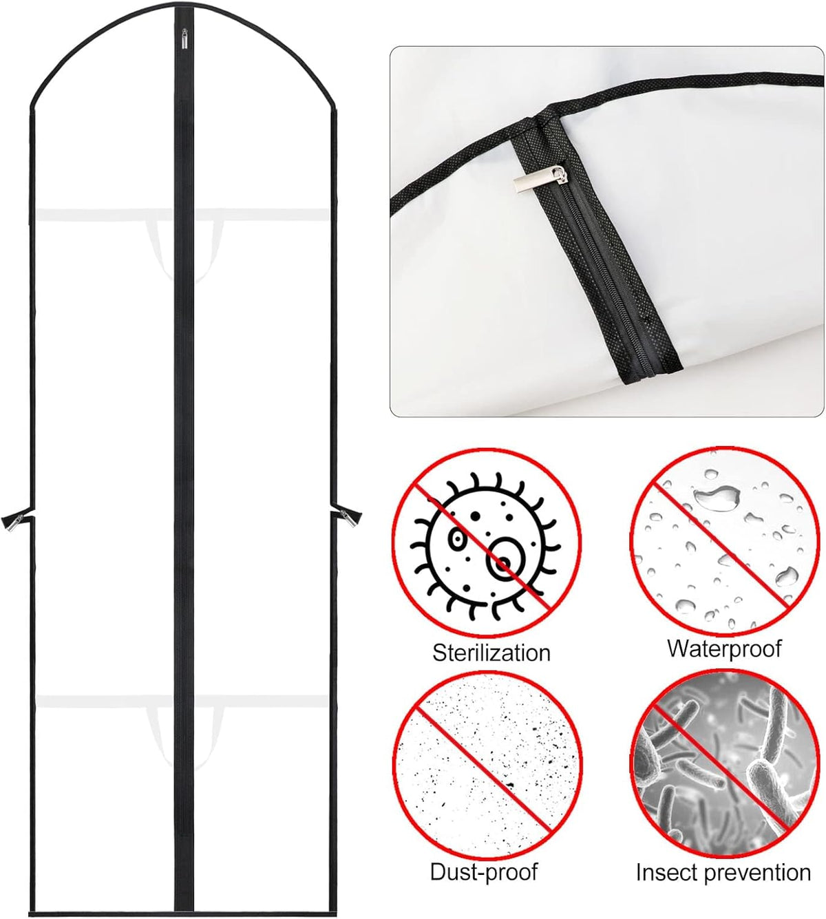 Extra-Long Dress & Gown Garment Bag – 71" (180.34 cm) Protective Covers with Handles