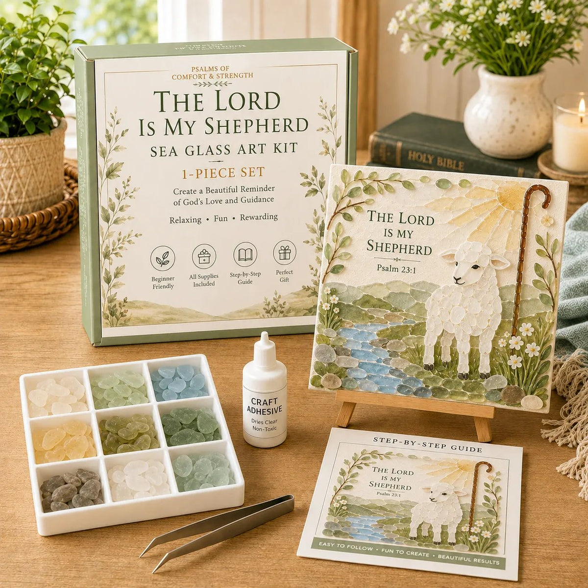 LAST DAY 49% OFF - Psalms of Comfort & Strength Sea Glass Art Kit