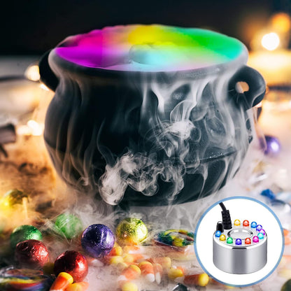 12-LED Ultrasonic Mist Maker Fogger – Creates cool mist & colourful light – Perfect for humidifiers, fountains or Halloween decor – runs quietly in water