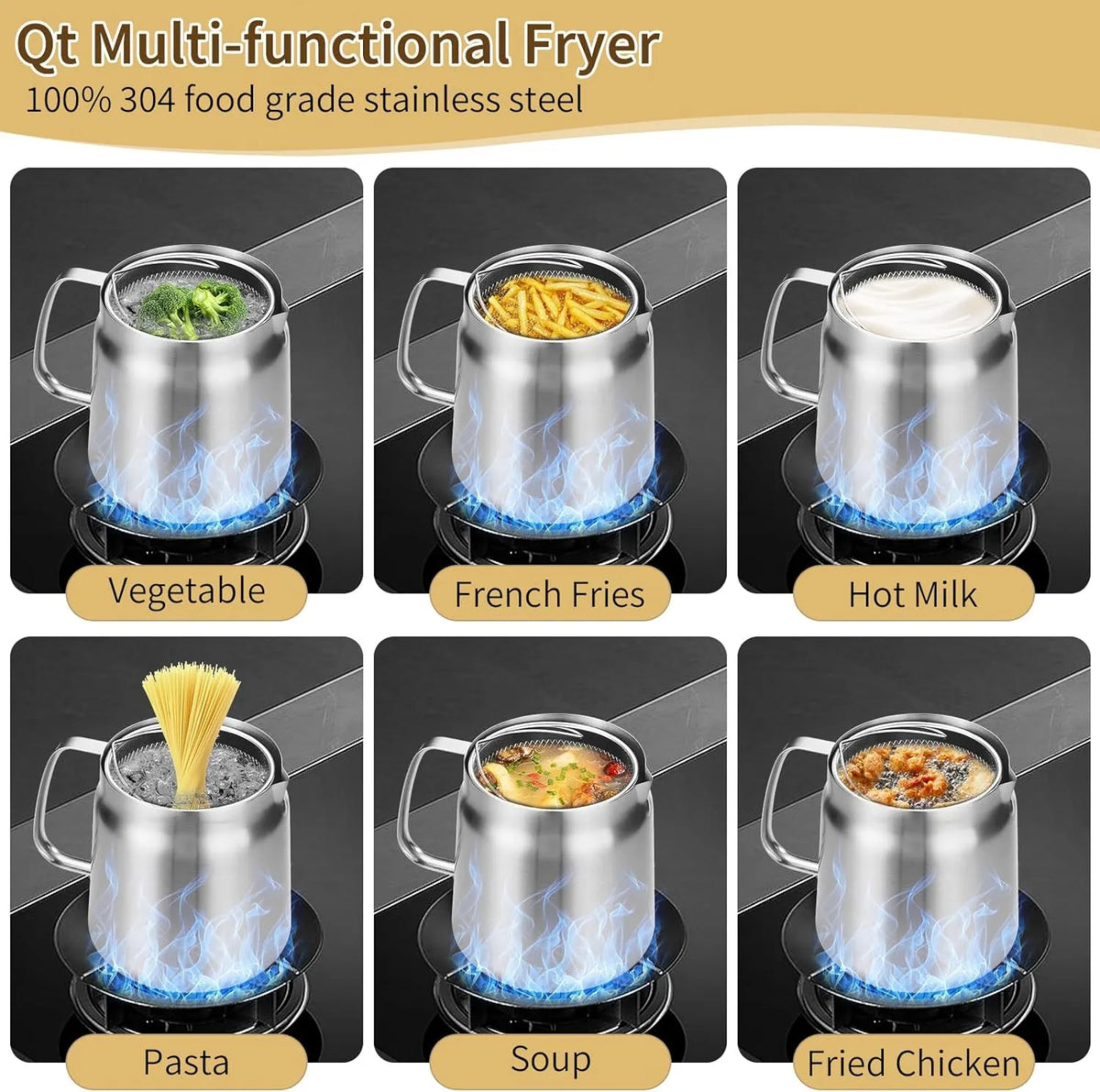 Hot Sale 50% OFF | Stainless Steel Deep Fryer Pot | Fry, Strain & Store Oil with Ease