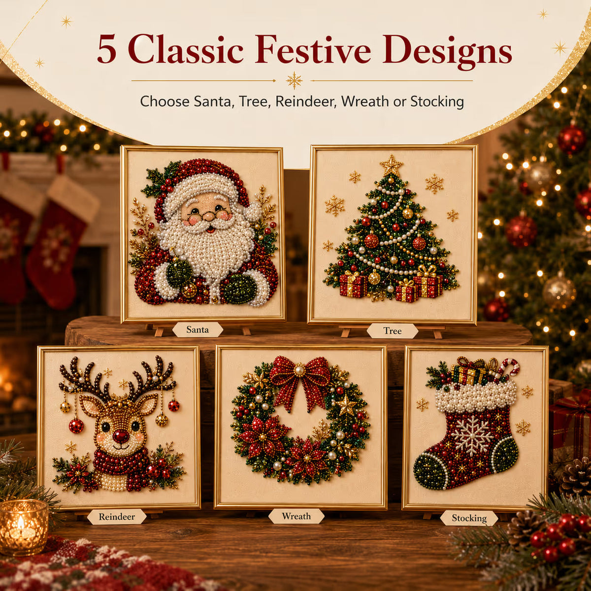 Relaxing & Beginner-Friendly - DIY Christmas Pearl Diamond Painting Art Kit With Frame