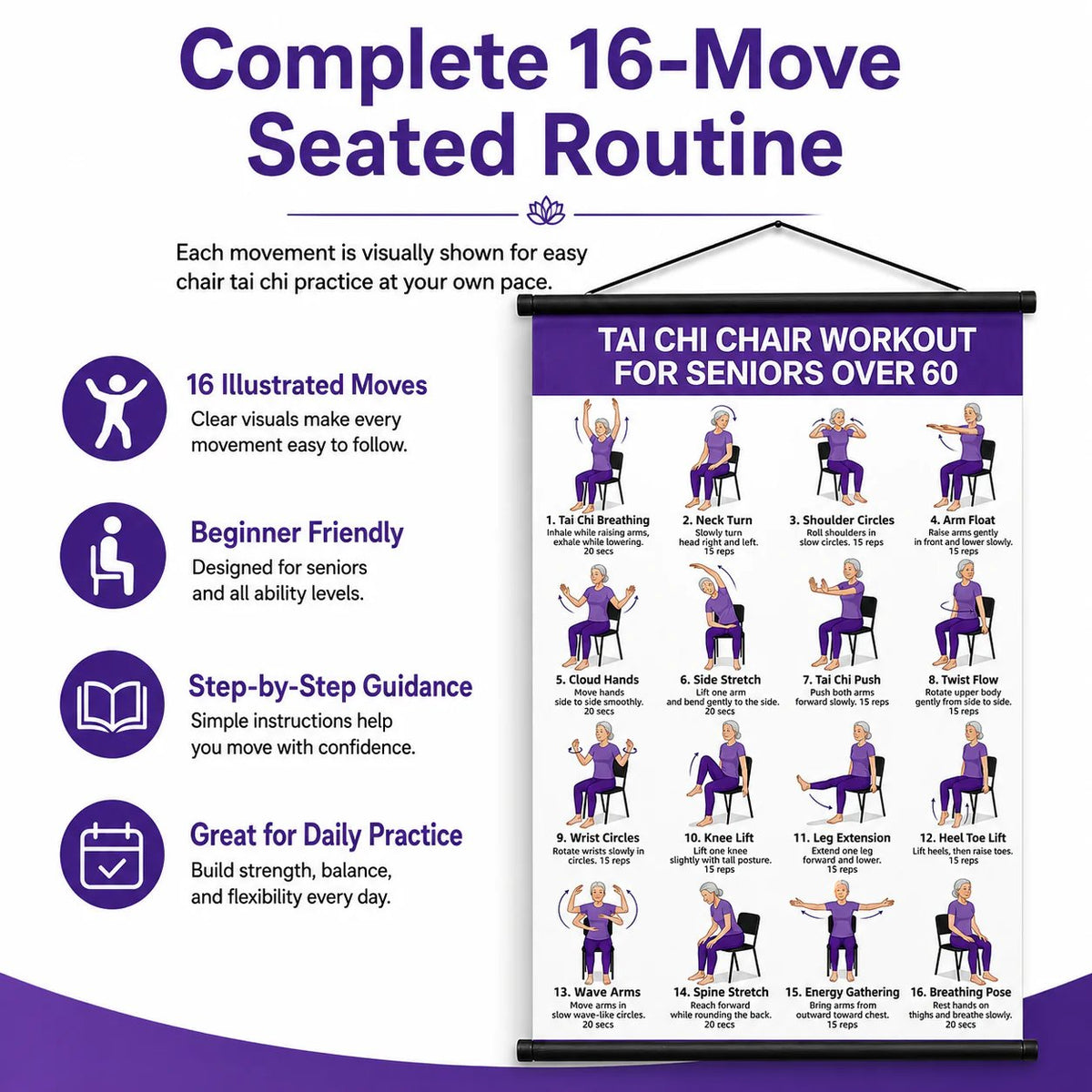 Healthy Aging EssentialTai Chi Chair Workout Chart for Seniors