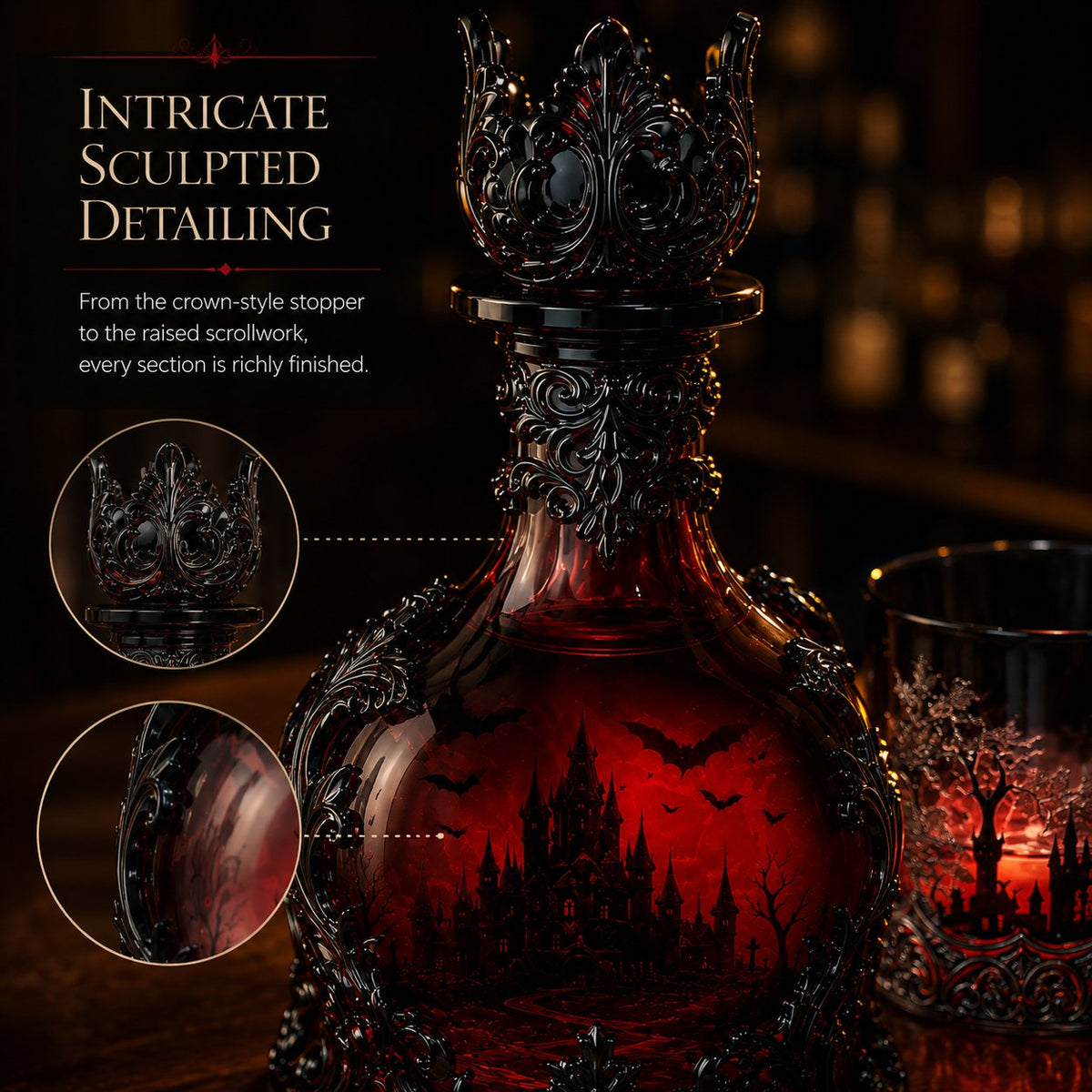 Gothic Vampire Castle Whisky Decanter & Tumbler(Buy 2 Free Shipping)