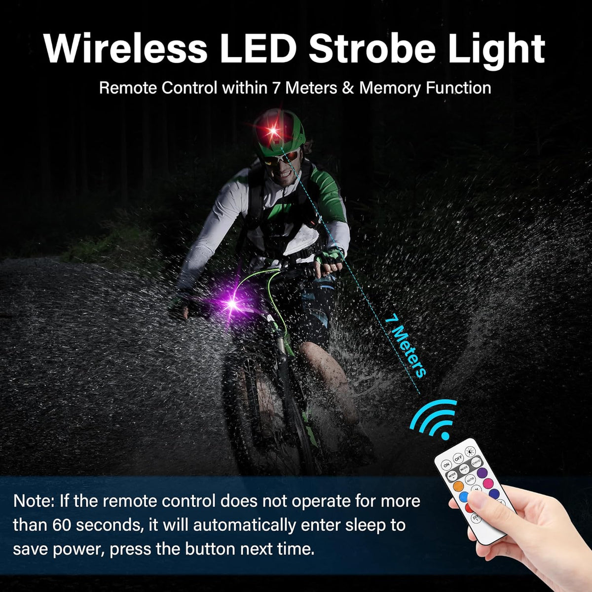 RGB LED Strobe Light Kit - Wireless Remote Multi-Mode Flashing For Night Riding Visibility & Safety Upgrade