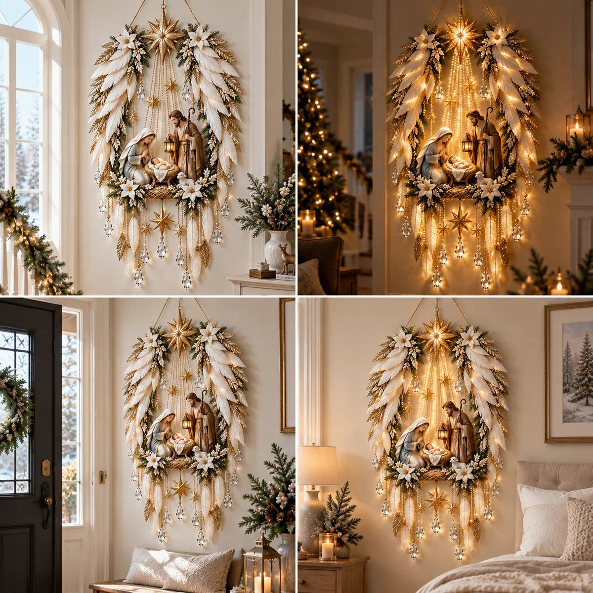 Heavenly Angel Wings Nativity Light – Lighted Christmas Wall Decor