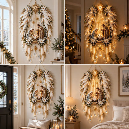 Heavenly Angel Wings Nativity Light – Lighted Christmas Wall Decor