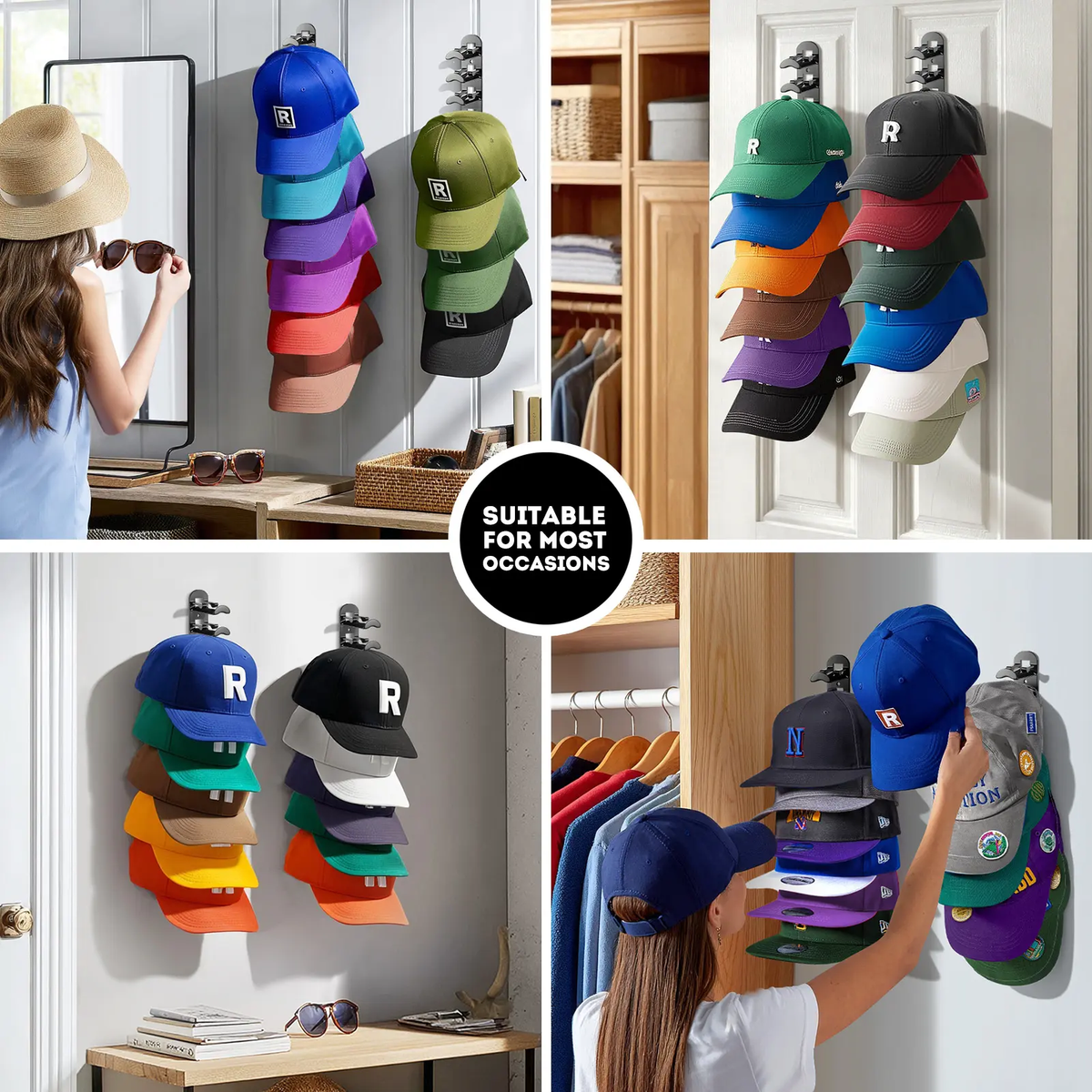 Wall-mounted hat rack – each rack can hold 10 hats