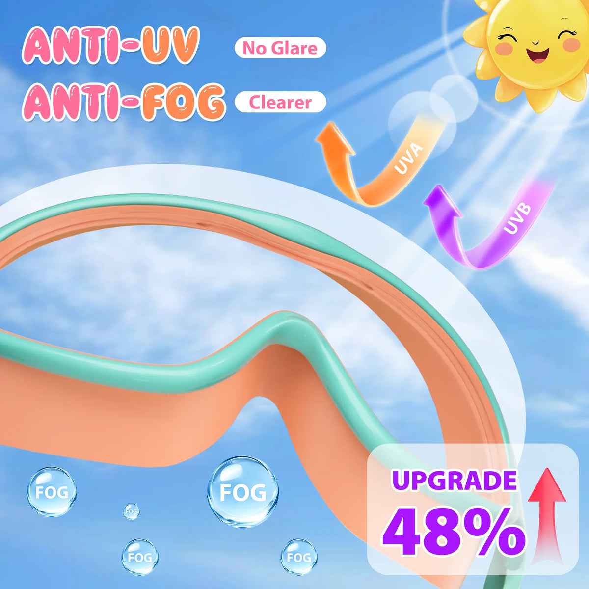 Season Hot Seller! Summer Must-Have 2-Pack Kids Swim Goggles