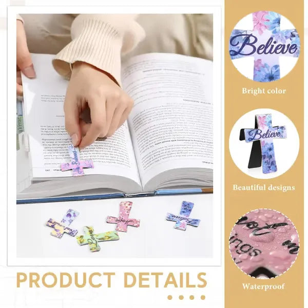 16 Pcs Magnetic Cross Bookmarks Gifts for Bible Study, Readers, Teachers, Students