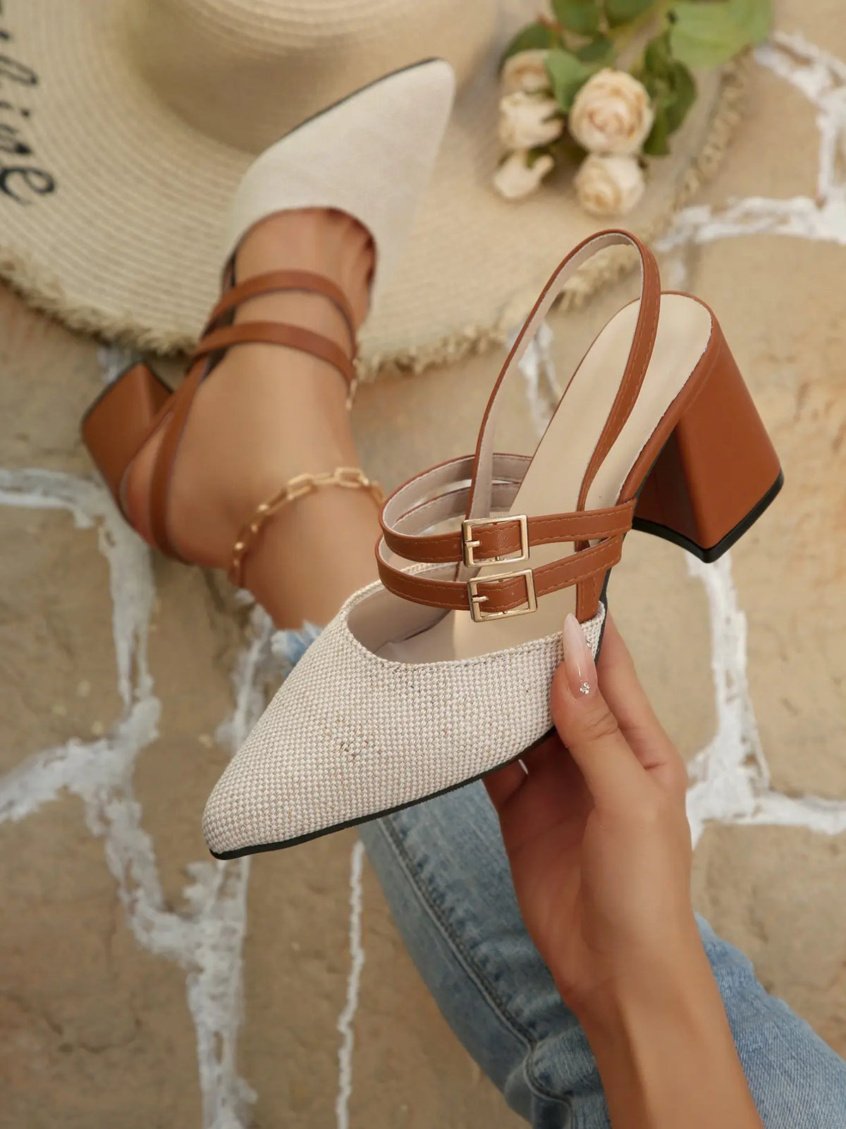 Women's Rubber Sandals – Pointed Toe, Stiletto Heel, High Heel