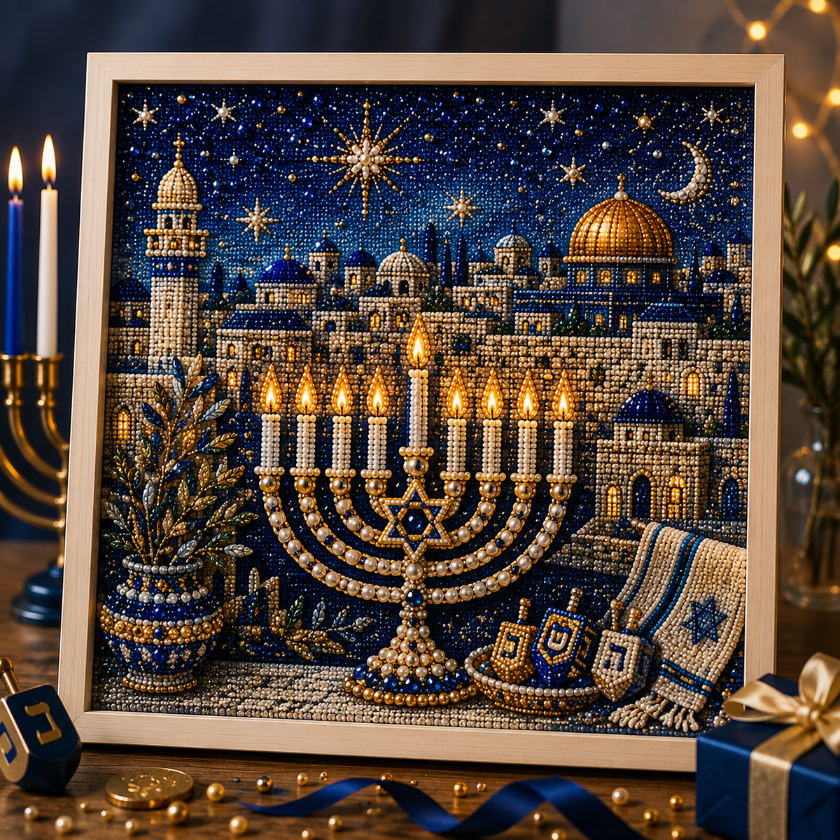 DIY Hanukkah Pearl Art Kit | 8 Festive Designs
